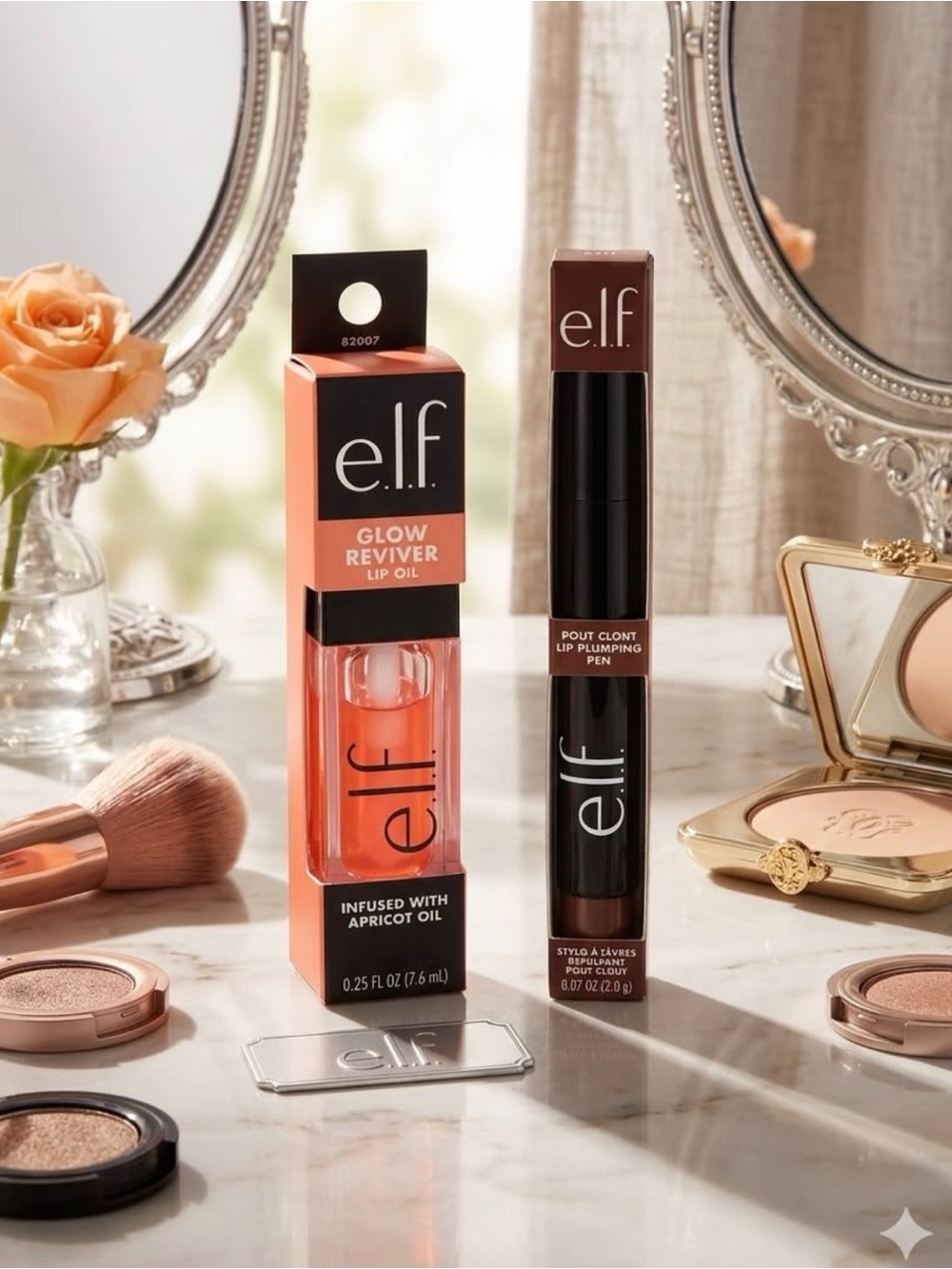 e.l.f. Glow Reviver Lip Oil & Pout Plumping Pen — Apricot Orange